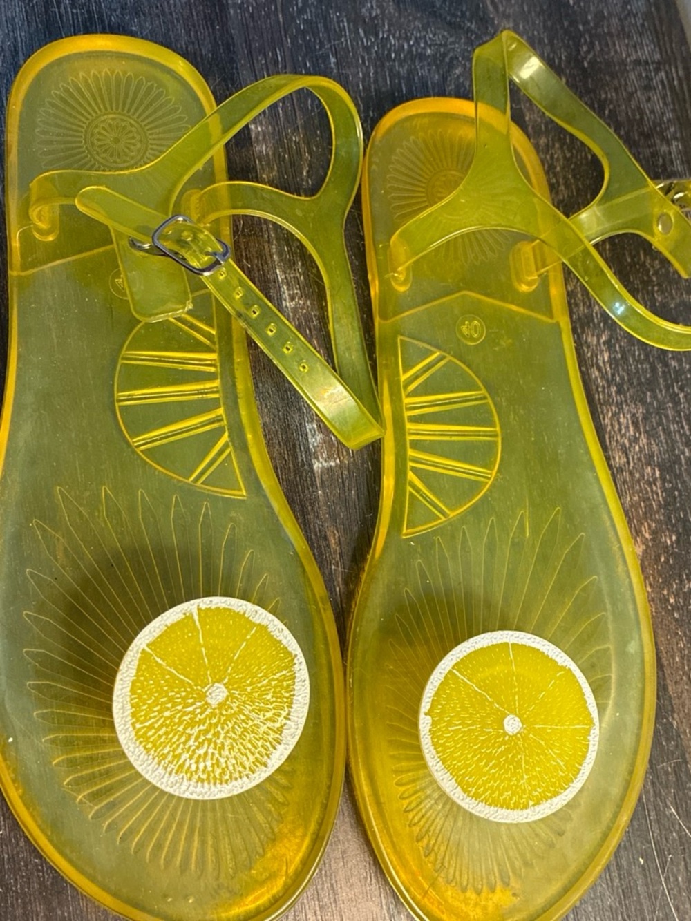 Yellow Jelly Lemon Sandals for Women - Clear Strap